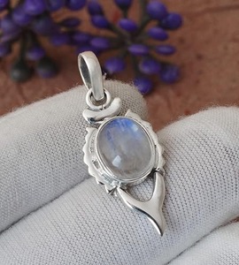 925 เงินสเตอร์ลิงมูนสโตนรูปไข่สีฟ้าสร้อยคออัญมณีที่สมบูรณ์แบบงานแต่งงานของขวัญสําหรับความรัก 925 ประทับตราเครื่องประดับ - Product Image 2
