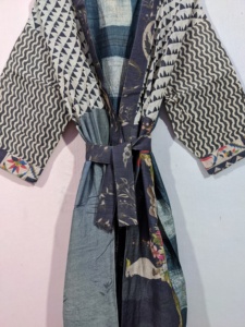 100% pura Lana Sari Floral mujer Kimono Khadi bata de lana ropa de invierno lana Kimono Cachemira hilo Mohair bata térmica verano - Product Image 6