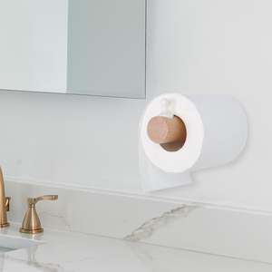 Porte-papier hygiénique mural porte-rouleau en bois porte-serviettes en papier suspendu avec crochet latéral serviette - Product Image 2