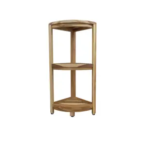 Teak Shower Corner Rack 33 Inches Natural Wood Corner Shower Seat With Shelf Spa Bench Turn For Earthy Teak Finish Shower