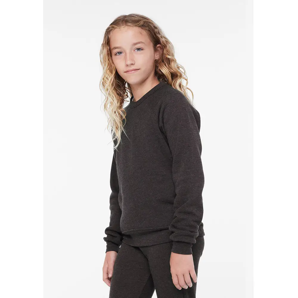 Bella Canvas Donkere Grijze Heide Jeugd Spons Fleece Raglan Sweatshirt Kids Nieuwe Mode Effen Kids Custom Label Blanco Sw