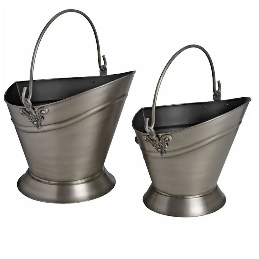 Fireplace Coal Bucket Indoor Outdoor Use Handmade Design Antique Finishing Metal Coal Buckets Set of 2