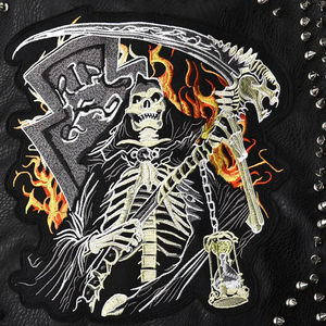 แจ็กเก็ตมอเตอร์ไซค์ขนแกะสำหรับผู้ชายสีดำสไตล์แบรนโดร็อคพังค์มีซิปปิดสำหรับฤดูหนาว - Product Image 3