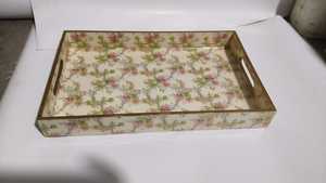 Ensemble de plateaux en bois enduit d'émail personnalisés de luxe avec un design végétal inspiré de l'art déco pour une présentation de repas et de service haut de gamme - Product Image 5