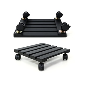 Support de plante en bois avec roulettes verrouillables, support de plante roulant robuste pour une utilisation en intérieur et en extérieur - Product Image 2