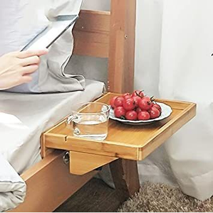 Durable Wooden Bedside Shelf Bunk <b>Bed</b> Top Clip-On <b>Bed</b> <b>Caddy</b> Tray Dorm Room Loft Nightstand Alternative Solid Wood Folding - Product Image 1