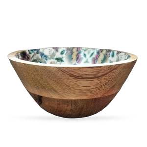Bol rond imprimé coloré en bois de créateur artisanal de haute qualité pour une configuration de cuisine écologique au prix de gros - Product Image 3