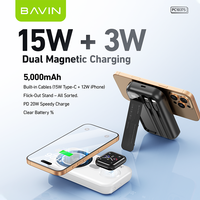 BAVIN Li-Polymer PC1037S Plug Uk 5000mah Holder Wireless Power Bank avec câble Usb