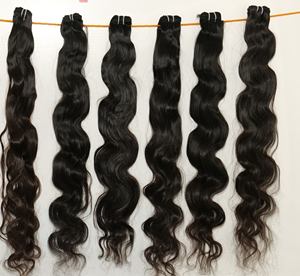 100% brut cambodgien Temple vierge cheveux humains femme Bodywave faisceaux en couleur noire Extensions de Style vague naturelle - Product Image 1