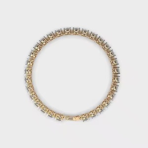 Bracelet classique en or jaune 14 carats Bracelet de tennis en diamant de taille ronde pour cadeau d'anniversaire pour elle - Product Image 2