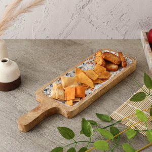 Plateaux à dessert et à nourriture en bois de qualité supérieure Forme personnalisée Grande taille avec Meena Work Idéal pour les repas élégants - Product Image 5