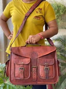 New Handmade Genuine Goat <b>Leather</b> Shoulder Satchel Messenger Bag Business Laptop Office <b>Briefcase</b> Crossbody Bag for Professional - Product Image 4