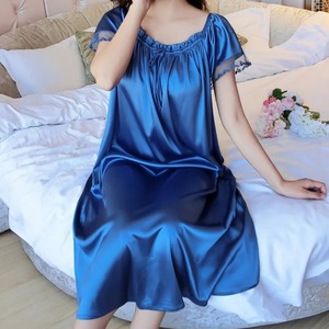 Conjunto de Pijama de Satén para Mujer, Sexy, Veraniego, Transpirable, de Secado Rápido, Manga Corta, Talla Grande - Product Image 3