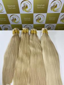 Timehair Lot de mèches blondes 613 avec closure, cheveux vietnamiens ultra-lisses, 100% vierges Remy, haute qualité, double trame machine, cheveux en vrac - Product Image 2