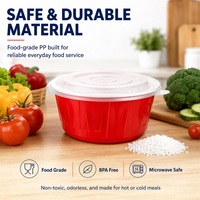 Bol rond en plastique PP jetable de qualité alimentaire avec couvercle transparent épaissi