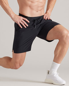 Short d'entraînement léger et extensible pour hommes, vêtements de gym d'été, logo personnalisé, couleur unie, style décontracté, brodé - Product Image 2