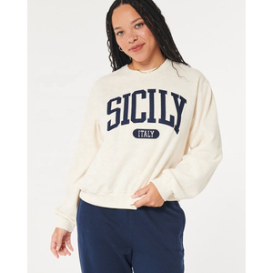 Sudadera holgada con estampado de nuevo diseño 2025 para mujer, ropa de calle de algodón 100%, sudadera personalizada para mujer, Sudadera con cuello simulado - Product Image 2