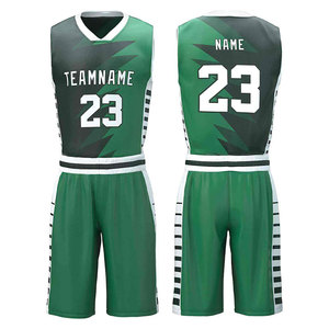 Conjunto de Uniforme de Baloncesto Sublimado Personalizado Verde y Negro con Cuello en V, Tirantes en T, Sin Mangas, Absorbente de Humedad, Unisex para Adultos, Uniformes de Equipo 100% - Product Image 1