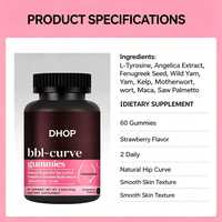 Complément alimentaire BBL Curve Gummies pour femmes adultes, saveur fraise, format gommes, flacon de 60 unités