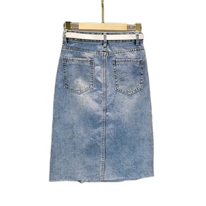 European Station Hot Drill Split <b>Skirt</b> Women 2025 Spring and Summer New High-waisted Slimming Medium Long Bag Hip Denim <b>Skirt</b> - Product Image 2