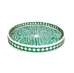 Bandeja con incrustaciones de hueso floral intrincado más vendida para el desayuno en la cama o uso de exhibición de velas disponible a buen precio - Product Image 1