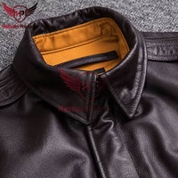 Chaqueta Bomber clásica de cuero genuino 100%, abrigo de cuero Natural Vintage de piel de vaca de talla grande, prendas de vestir de vuelo de piloto de motocicleta para hombre