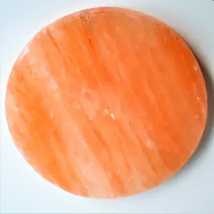 Himalayan Pink Salt Round Plate - 100% Natural Food Grade - Premium Quality by Sana Naturals - best for cutting cooking serving