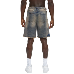 Mens Vintage Washed Denim Shorts Casual Straight Leg Knee Length Distressed <b>Raw</b> <b>Hem</b> Cotton Summer Fashion Streetwear Wholesale - Product Image 2