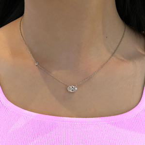 สร้อยคอสไตล์รัศมีเพชรสำหรับ2.00tcw ลูกแพร์สี D-E-F สร้อยคอที่ผ่านการรับรองความคมชัด VVS-VS - Product Image 1