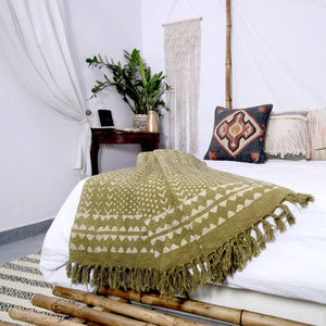 Manta Reversible Bohemia hecha a mano de algodón suave tejido de CA, manta para sofá cama, manta de viaje de lujo con estampado personalizado, novedad - Product Image 1