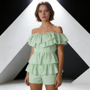 Mono Elegante con Volantes y Hombros Descubiertos, Holgado y Transpirable para Verano, Primavera, Playa, Escapadas a Resort, Uso Diario Informal, Gran Venta 2026 - Product Image 5