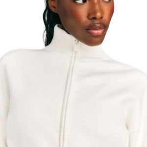 Women Neutral Cropped Full Zip <b>Jacket</b> Stand Collar Long Sleeve Athletic Activewear <b>Workout</b> Sports <b>Jacket</b> Custom OEM - Product Image 3