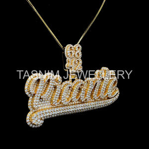 Pendentifs personnalisés chrétiens hip-hop en argent sterling 925, certifiés GIA, plaqués or 10K, avec moissanite VVS testée - Product Image 5