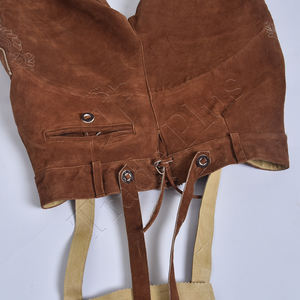 Vente en gros de shorts Lederhosen allemands pour hommes en cuir suédé de vache véritable costume de fête de la bière bavaroise pantalon en cuir authentique - Product Image 5