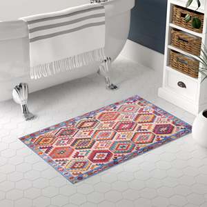 Netline Home Georgian Mosaic Crimson Red Bohemian <b>Washable</b> <b>Rug</b> - Product Image 3
