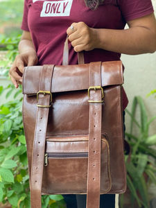 Sac à dos en cuir de chèvre véritable, style Vintage, dimensions 11x15 pouces, livraison gratuite - Product Image 4