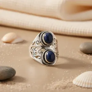 Women's Trendy 925 <b>Silver</b> Gemstone <b>Ring</b> Classic/Religious <b>Statement</b> Jewelry Gold Plating Geometric Number Shape Inlaid Brass - Product Image 1