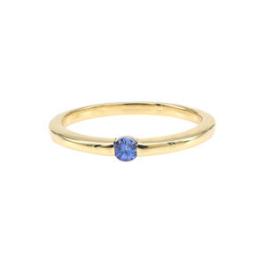 Compre Ahora Anillo Delicado de Oro Sólido de 14k con Tanzanita de Corte Redondo de 3mm, Banda Minimalista con Gema, Piedra de Nacimiento de Diciembre para Mujer - Product Image 1