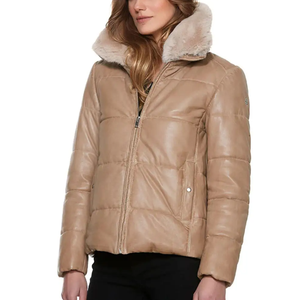 2024 Winter Solid <b>Women</b> <b>Crop</b> <b>Puffer</b> Down Bomber Leather <b>Jacket</b> New Breathable Fabric <b>Jacket</b> Trending Fashion - Product Image 2