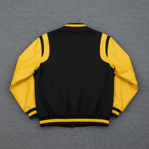 Chaqueta Universitaria Premium de Lana con Mangas de Cuero |   Chaqueta Universitaria Personalizada para Hombre y Mujer, Servicio OEM/ODM en Pakistán. - Product Image 3