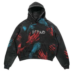 Sudadera con cremallera para hombre de punto de algodón Regular Fit Puff impreso cómodo 100% algodón hombres Flare Anime estampado de gran tamaño hombre Sudadera con capucha - Product Image 6