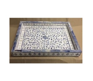 ถาดสี่เหลี่ยมฝังกระดูกสีตามสั่งงานฝังดอกไม้ทำด้วยมือทนทานสำหรับโต๊ะอาหารที่วางกลางโต๊ะเสิร์ฟอาหารเช้า - Product Image 3