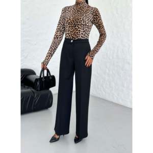 Pantalones Palazzo Negros Elegantes de Ouz Fashion para Mujer - Pantalones Anchos con Estilo para Oficina y Ocasiones Especiales - Product Image 4