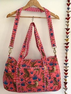 Le ของที่ระลึกการออกแบบเสือทำด้วยมือเป็นมิตรกับสิ่งแวดล้อมความจุขนาดใหญ่ทนทานผ้าฝ้ายกระเป๋าเดินทาง/ยิม/โยคะผ้านวมวีคเอนเดอร์ - Product Image 2