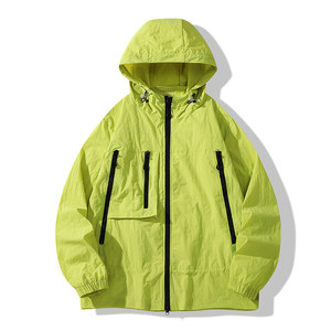 Chaqueta cortavientos de secado rápido de verano 2025 para hombre y mujer, chaqueta con capucha para protección solar, ropa de Pesca y Caza teñida lisa - Product Image 1