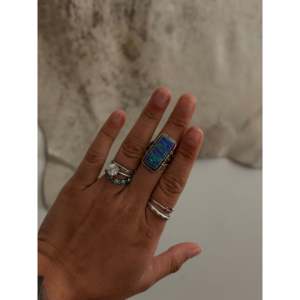 Navajo-Made Opal & Sterling <b>Silver</b> <b>Ring</b> Size 7 Rose Gold Plated with Fashionable Bezel Setting Inlay Gift - Product Image 2