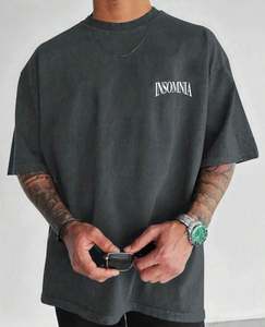 T-shirts en tissu éponge pour hommes, été, OEM, impression sérigraphique personnalisée, fabrication directe, manches courtes, hauts décontractés - Product Image 2