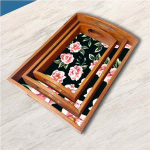 Faire semblant de designer plateau de service aspect naturel décoratif Technologie artisanale - Product Image 5