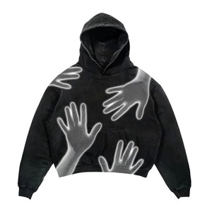 Sweats à capuche personnalisés de haute qualité américain High Street rétro thermique hommes Denim sweats à capuche pull ample mode à capuche Denim veste - Product Image 5