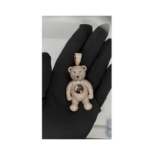 Pendentif Hip Hop en forme de peluche écologique avec or véritable 14k pour femmes, cadeau d'anniversaire, utilisation disponible au meilleur prix